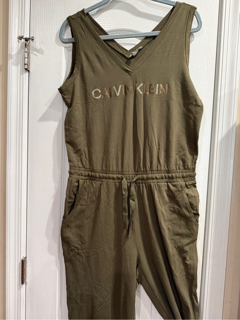 Calvin Klein Olive Tank Jumpsuit with Logo